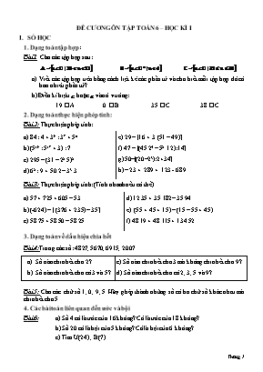 Đề cương ôn tập học kì I môn Toán Lớp 6